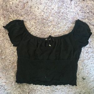 Black crop top babydoll sleeves